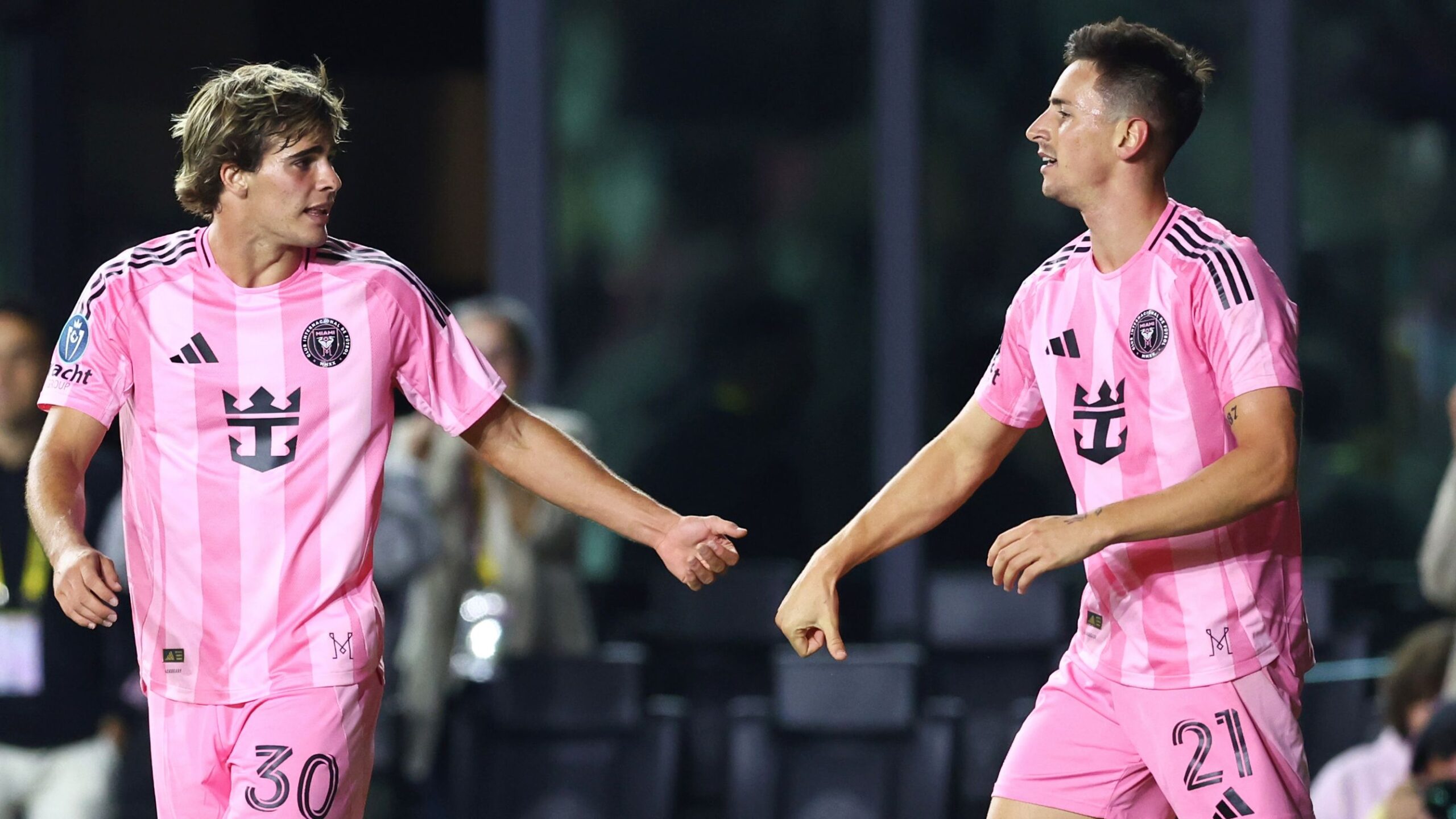 Cavalier vs Inter Miami soccer players in action during an exciting match with fans cheering in stadium